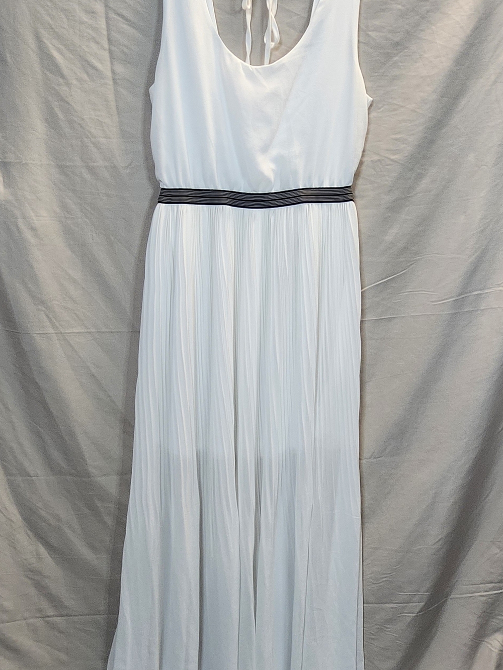 Guess White Maxi Dress with Black Waistband